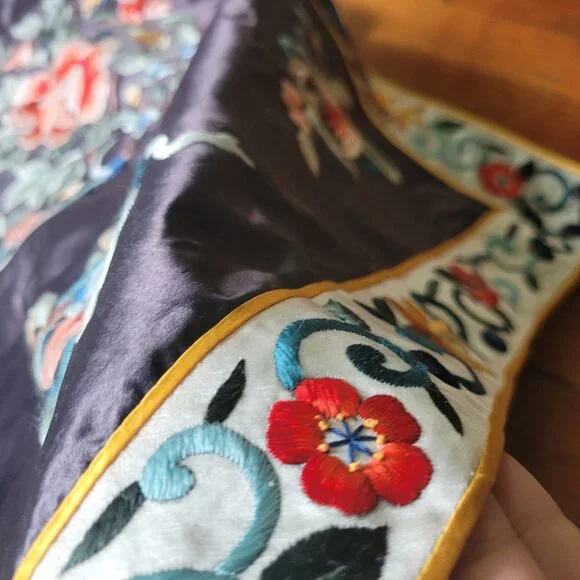 Vintage Silk Golden Bee Chinese Robe, sz S-L - Picture 15 of 16